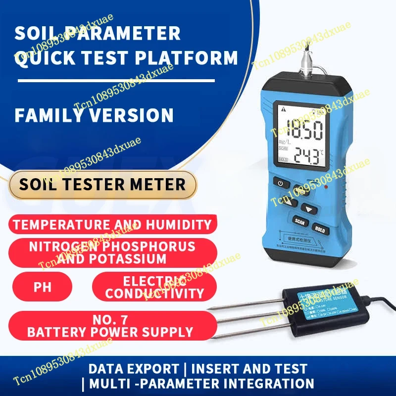 7 in 1 Rapid Soil tester Meter Nitrogen Phosphorus Potassium N P K PH Humidity Moisture Nutrient Conductivity Tester EC Meter