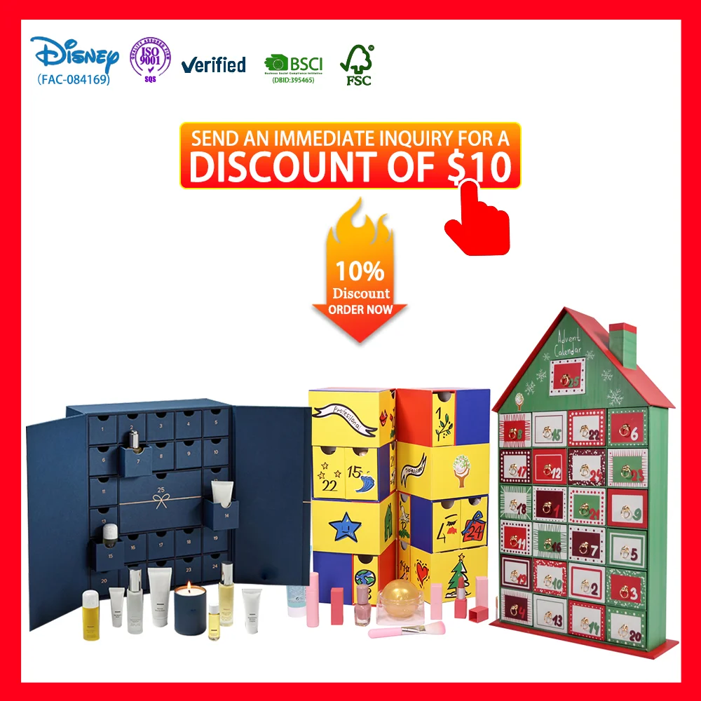 Customized queryCustom Cosmetic Packaging Gift Box Advent Calendar Matte Finish UV Advantage Foil Specifications Embossing/Vanis