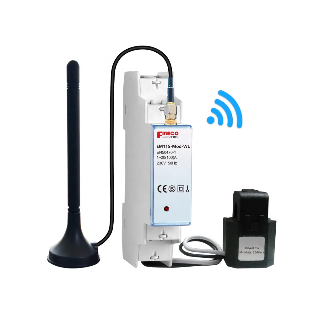 EM115-Mod-WL 230V 50Hz 5(45)A Single Phase Smart Wireless Lora Energy Meter Modbus RTU KWh KW Kvar KVA PF Hz V Meter