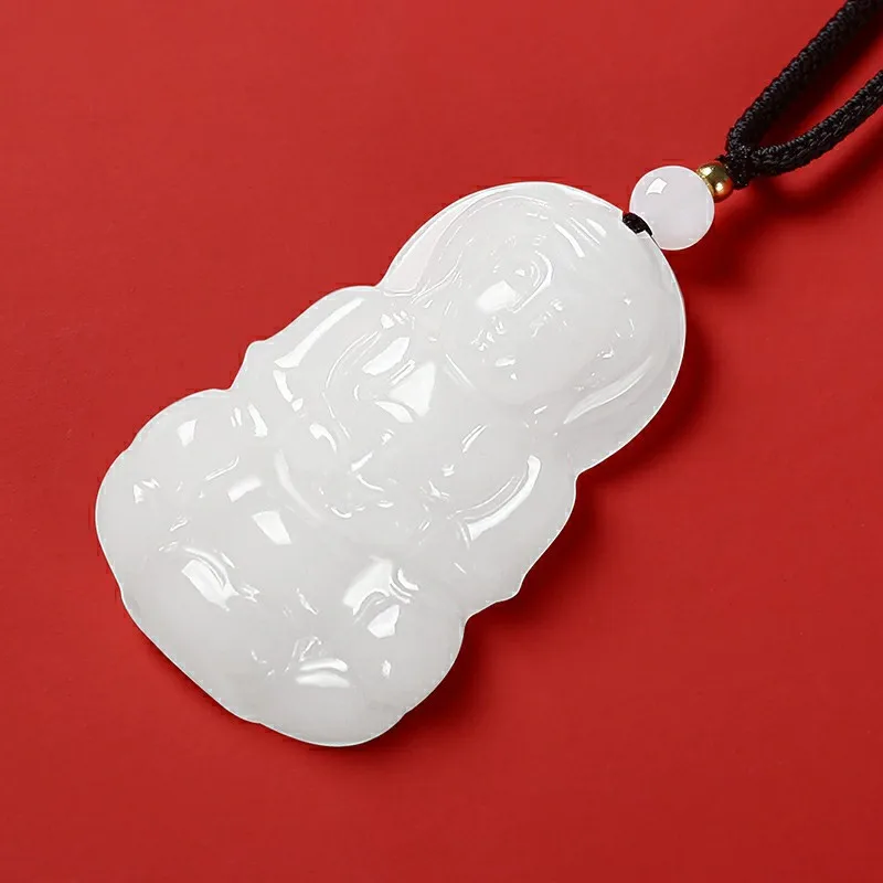 Pendant Men And Women, Sheep Fat Guanyin Buddha Carving, Crafts, Hetian Jade