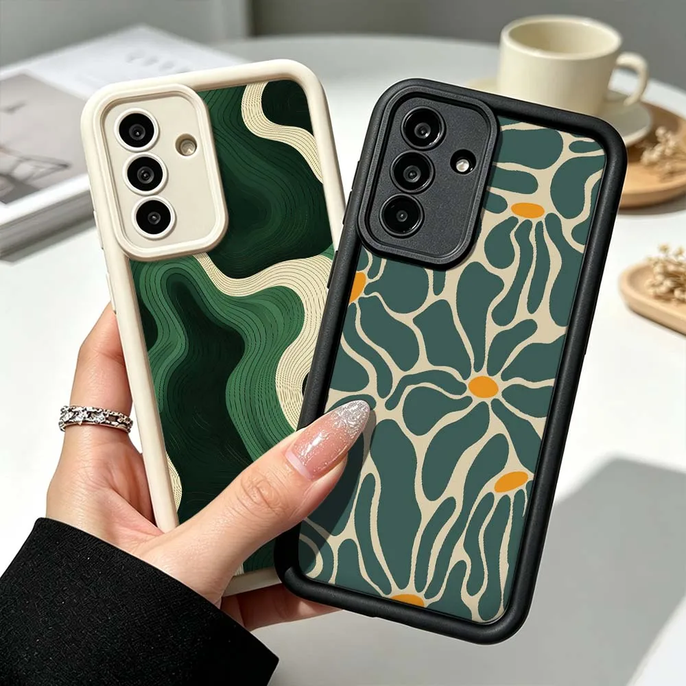 Art Abstract Green Pattern For Samsung Galaxy A73 A57 A56 A55 A54 A53 A52s A37 A36 A35 A33 A17 A16 A07 A06 A05 Phone Case