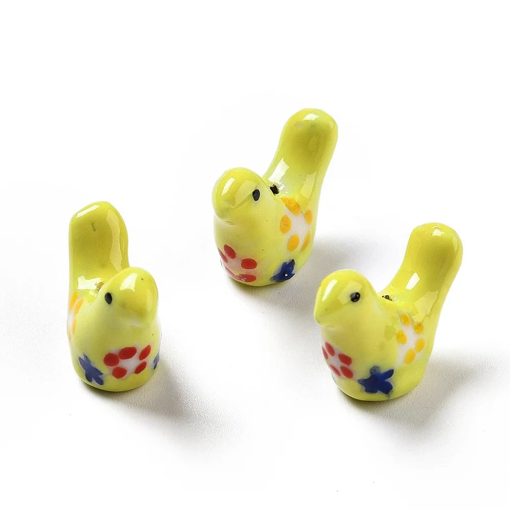 PandaHall 10 Stück handgefertigte bedruckte Porzellan-Taubenperlen, handbemalte Keramik-Anhänger für DIY-Halsketten, Schmuckherstellung und Bastelarbeiten – Detail 12