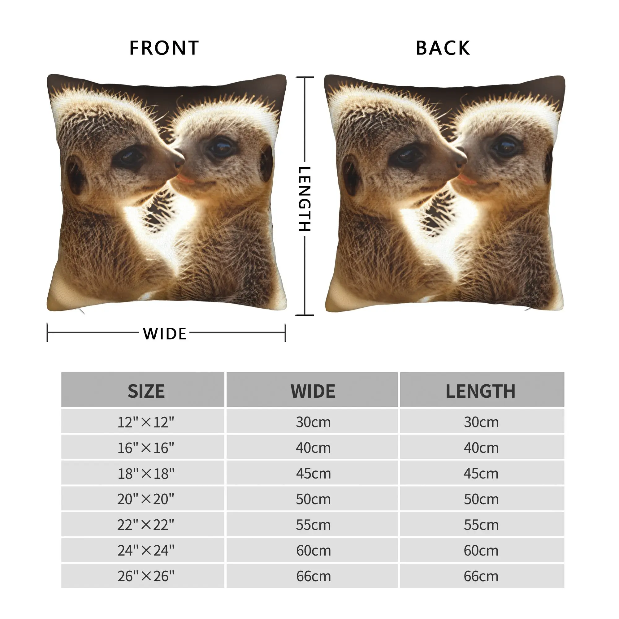 Two Baby Meerkats Nuzzling Each Other Pillow Case  Kawaii Pillow Cover Comfy Pillowcases For Chair Sofa Home Decor