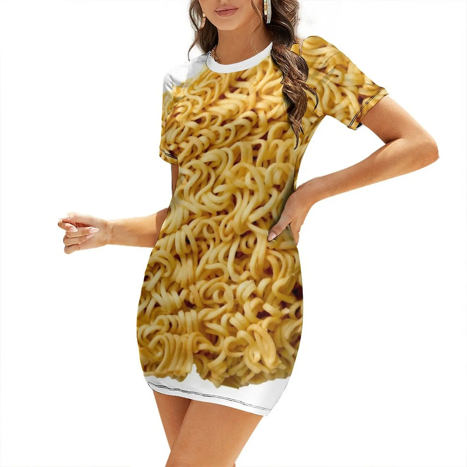 RAMEN NOODLES Short Sleeved Dress woman dress birthday dress for women