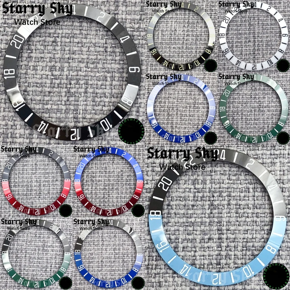 Starry Sky New Fashion 38mm Diver's Style Ceramic Watch Bezel With Green Luminous Suitable For 40mm Watch Case Watch Accessories