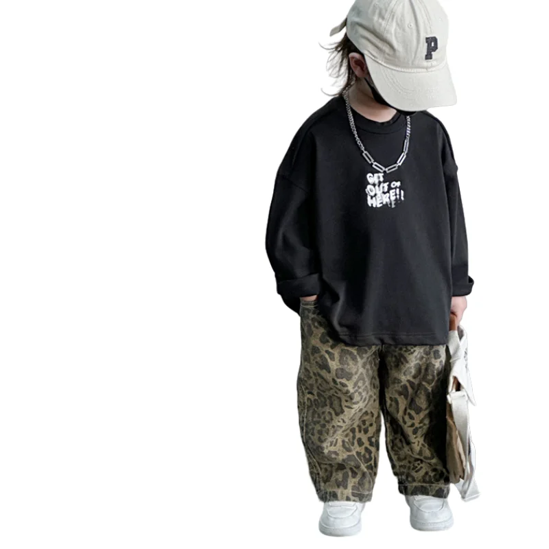 Boys Casual Pants Long Trousers Cotton 2024 Leopard Spring Autumn Baby\'s Kids Pants High Quality Children\'s Clothing