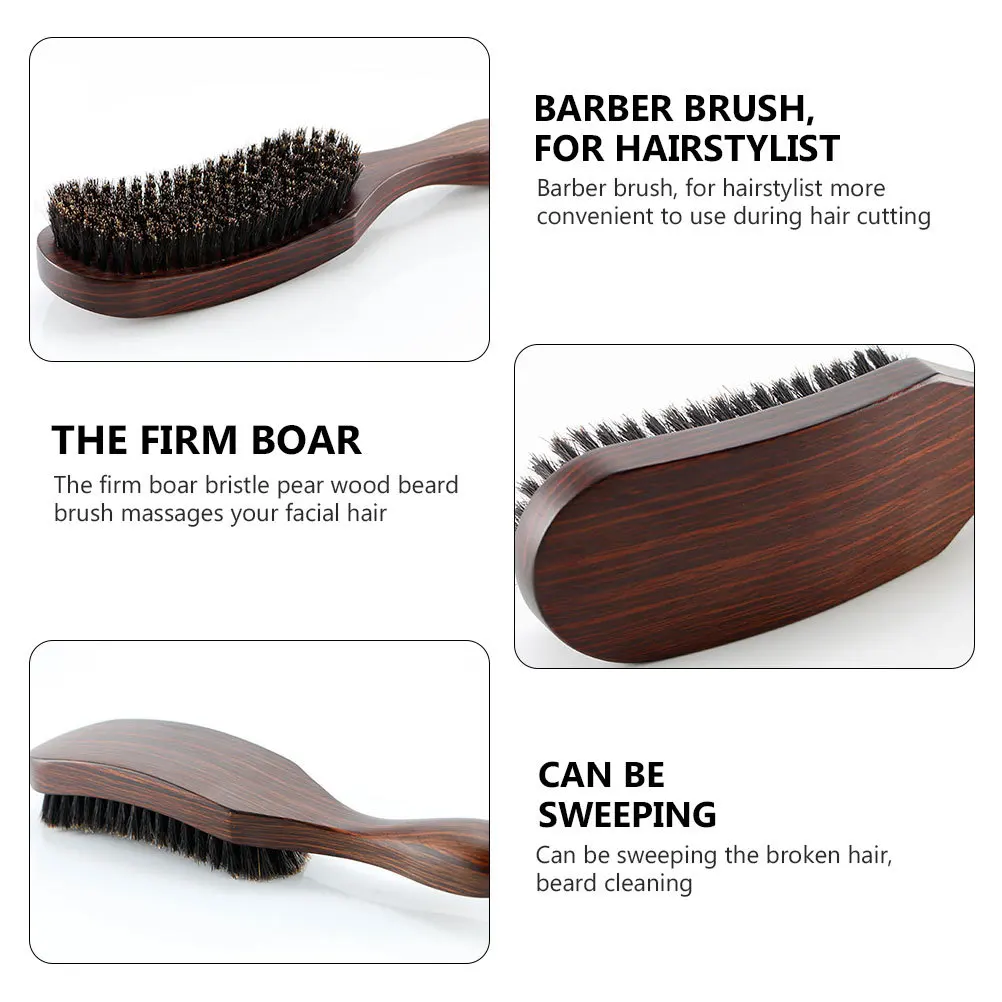 فرشاة اللحية بشعيرات الخنزير مقبض من الخشب الصلب لتنظيف اللحية أداة تصفيف التدليك للرجال أدوات للعناية الشخصية ملحقات الحلاقة