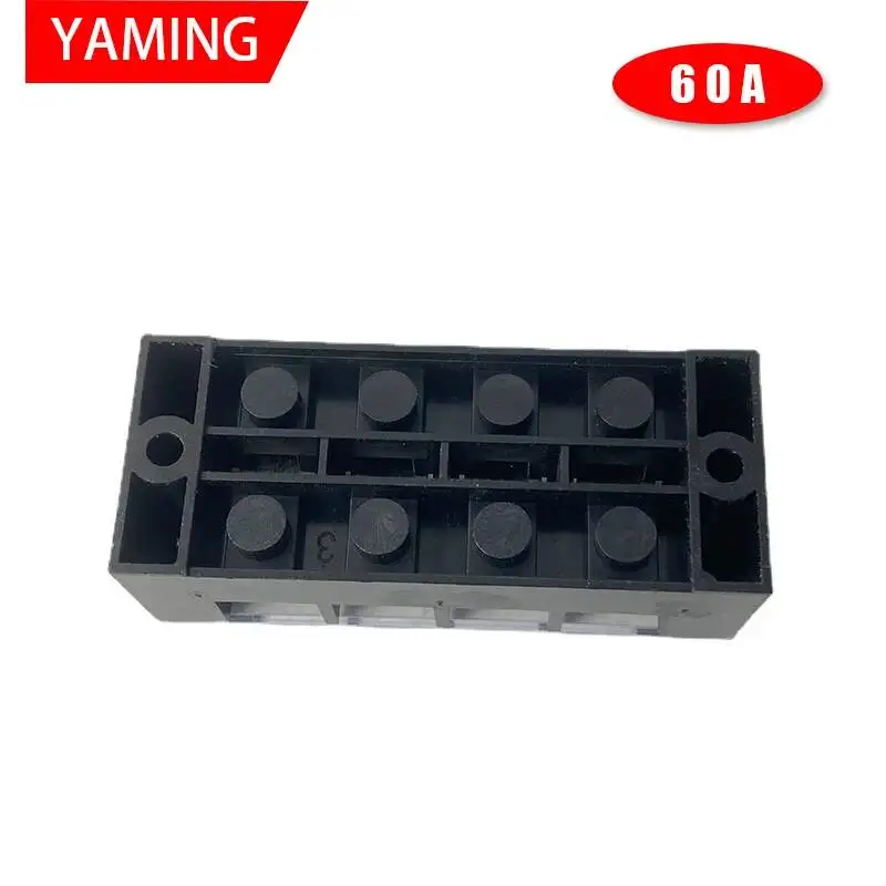 2pcs TB-6004 Terminal Block Row TB Series 60A 600V 4P Connection Lug Plate Fixed Terminal Covered Screw Barrier TBC-604/TC-604