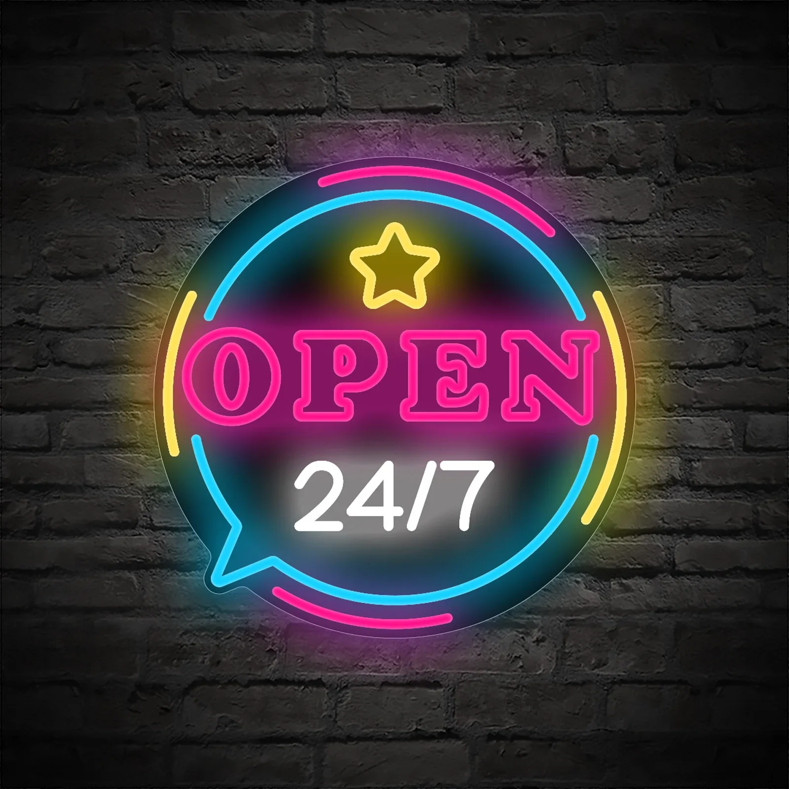 

OPEN 24/7 Blackboard Neon Sign Wall Decor for Bedroom Bar Party Club Garage Home Living Room Game Room LED Neon Light USB Power