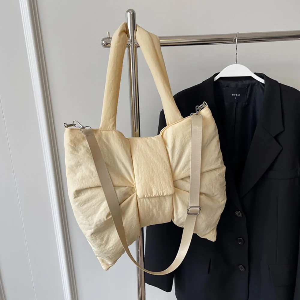 حقيبة كروس بفيونكة كبيرة مخصصة للنساء على الطراز الكوري بلون سادة وحقائب يد ذات سعة كبيرة وحقائب كتف للتنقل #5