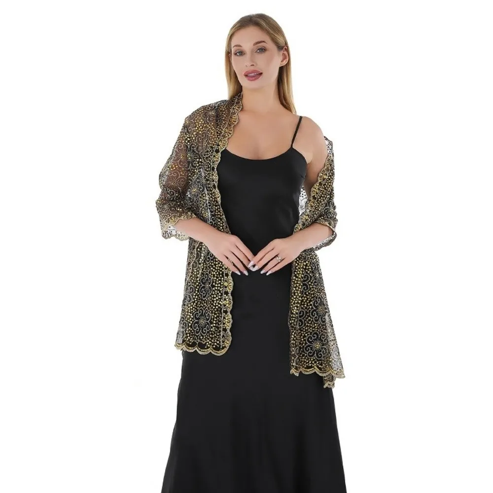 

Элегантные вечерние платья, шали, полупрозрачные ажурные накидки для подружек невесты с вышивкой пайетками из нежной ткани