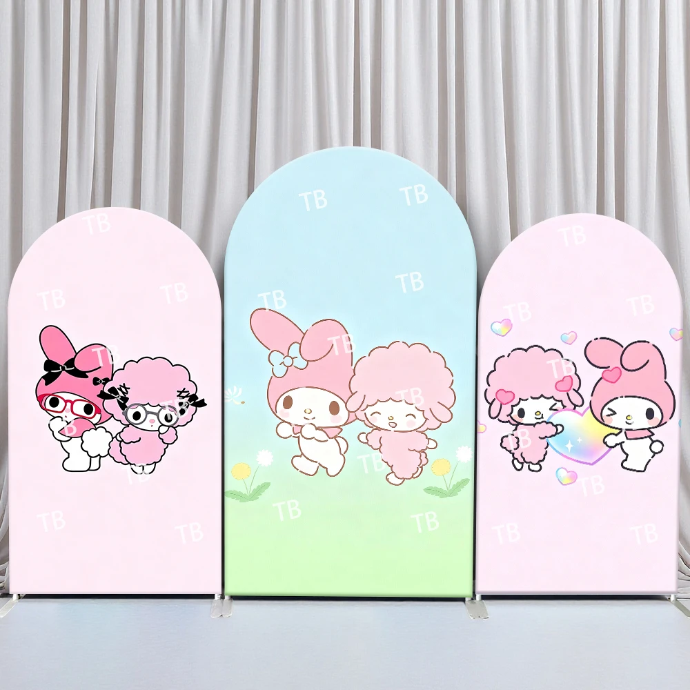 

Sanrio My Melody Pink Lamb Style Arch Backdrop Cover Sweet Festive Scene For Kids Birthday Baby Shower Photo Booth Background