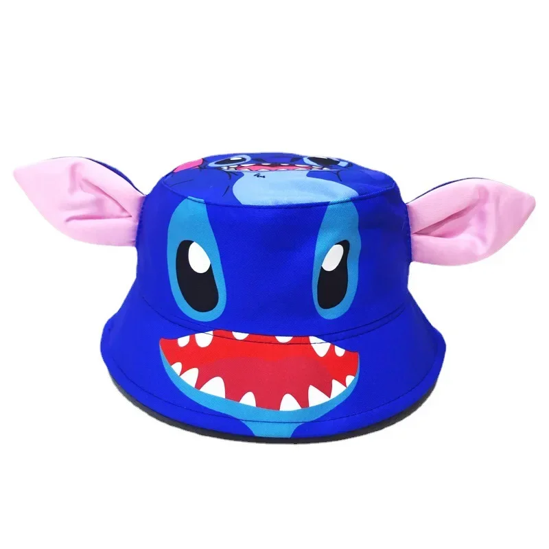 Disney Stitch Children Fisherman Hat Cute Print Mickey Fashion Sun Hat Foldable Outdoor Sun Protection Sports Hat Birthday Gift