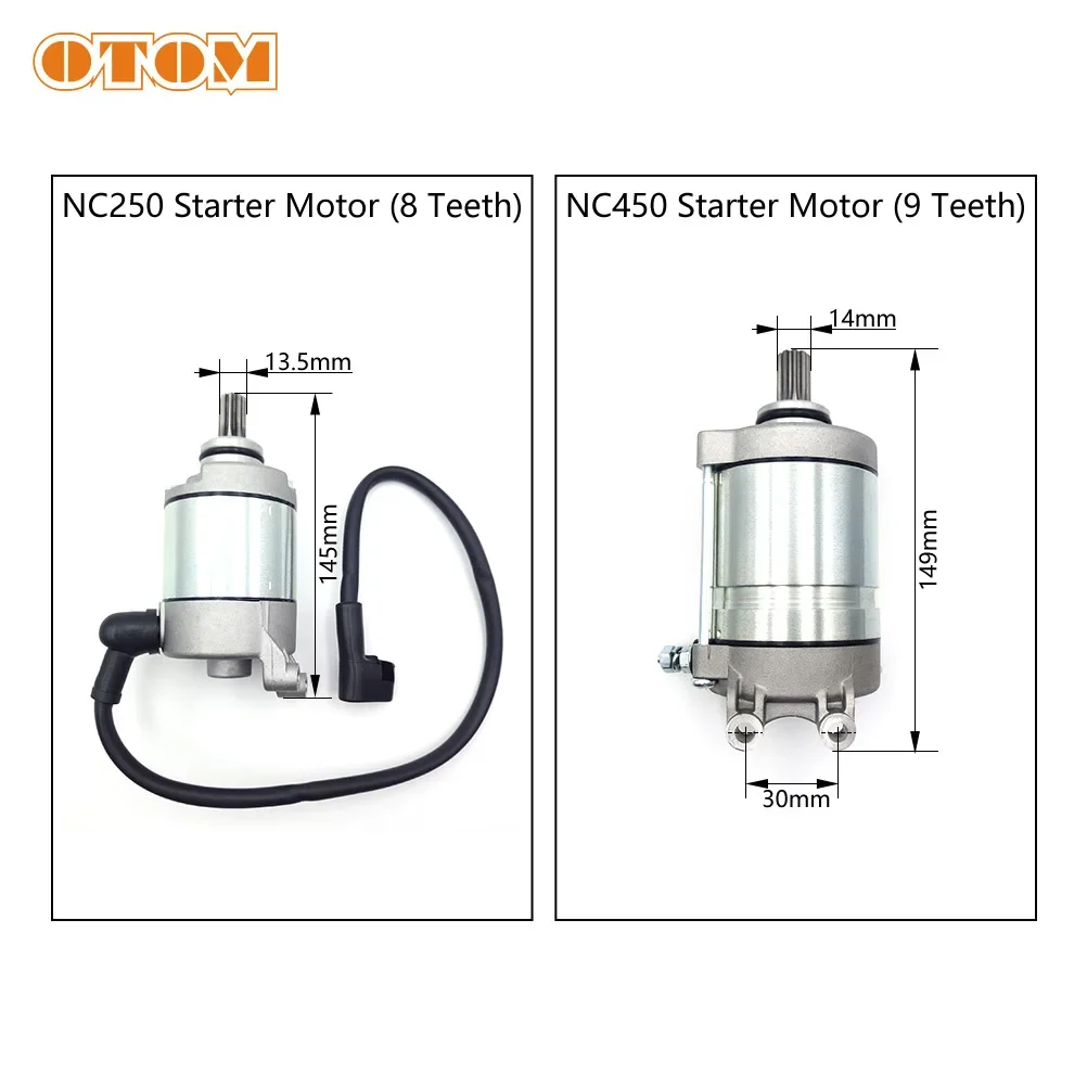 OTOM Motocross rozrusznik 8/9 zębów rozrusznik maszyna elektryczna dla ZONGSHEN NC250 NC450 Off-road pit motor terenowy