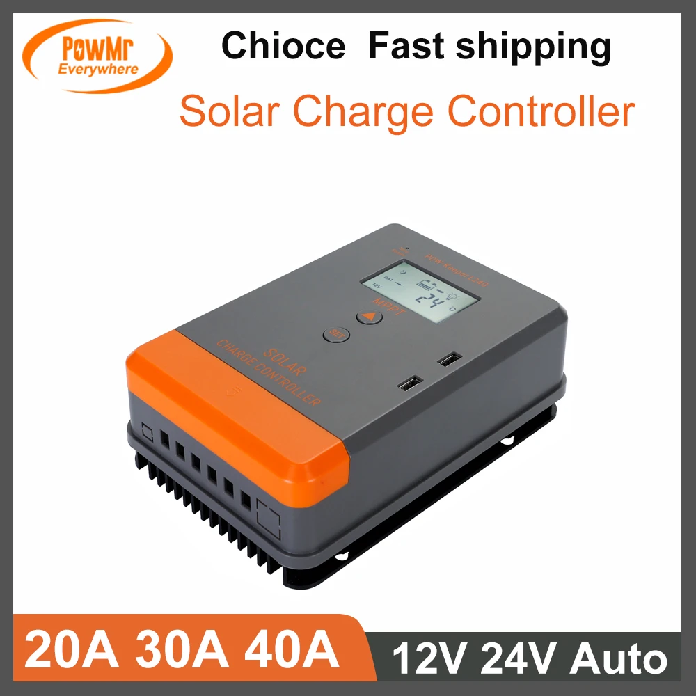 Mppt Controlador de Carga Solar Auto Regulador Display Lcd Apto para Agm Gel Inundado Baterias de Lítio Carga 20a 30a 40a 12v 24v