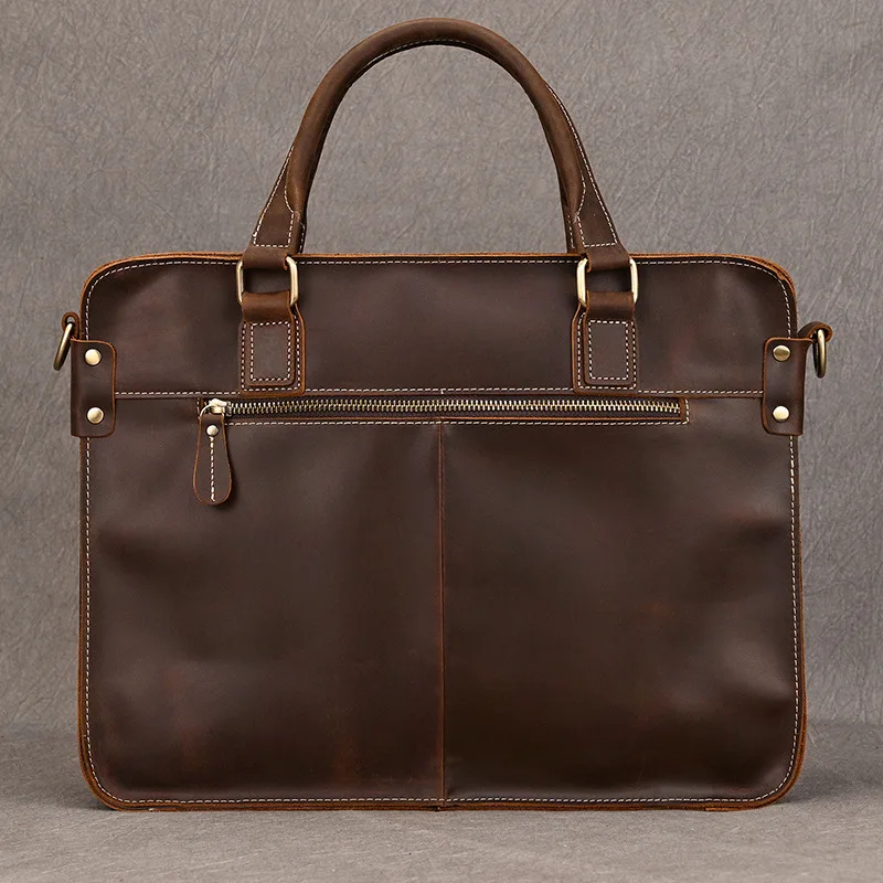 Sac messager en cuir pour hommes, étui à bombes simple, sac à main CommConsulHandbag, sac à bandoulière en cuir de vachette, portefeuille d'ordinateur