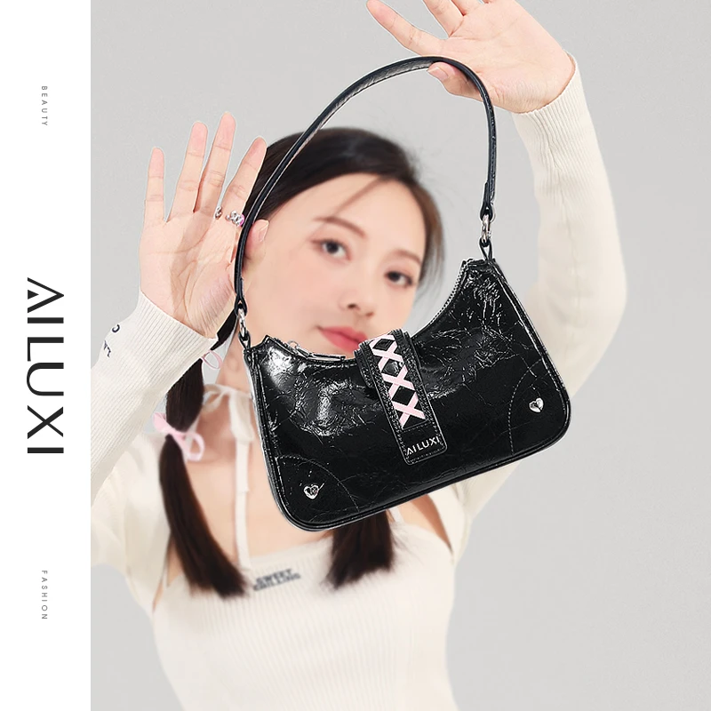 AILUXI Handbag Women's Black Trendy Fashion Underarm Large Capacity One Shoulder Crossbody Bag for Cosmetic Designer Luxury