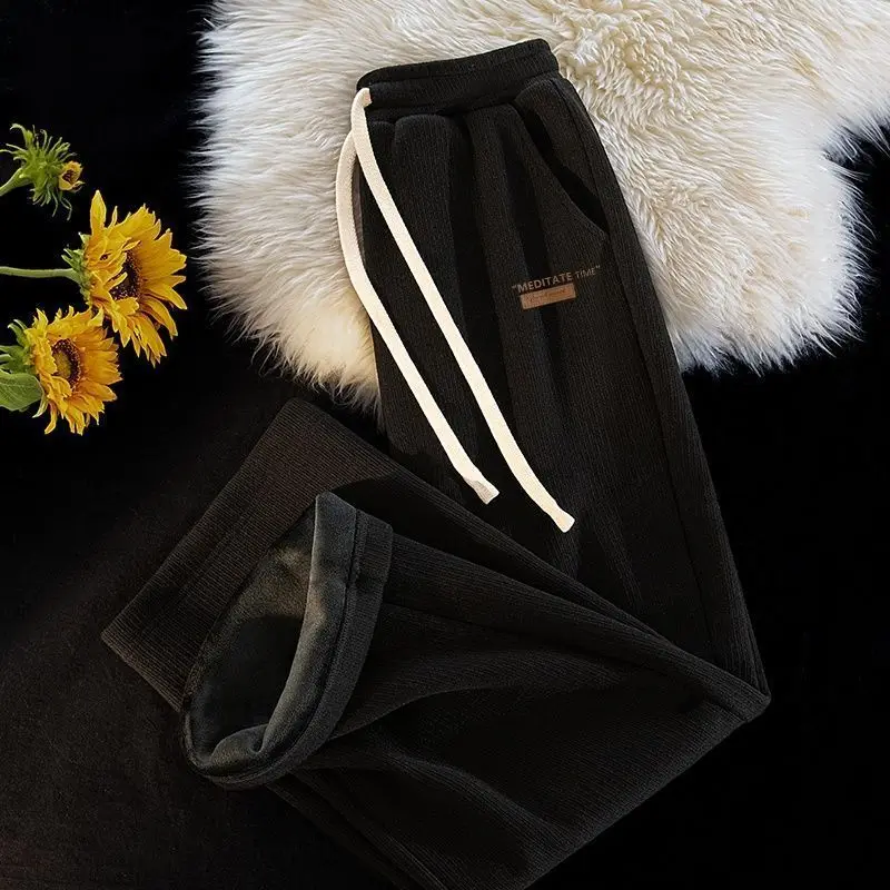 Women's Fleece-Lined Pants 2025 New Arrival, Thickened Warm Joggers for Winter, Casual Sporty Wide Leg Sweatpants for Outerwear