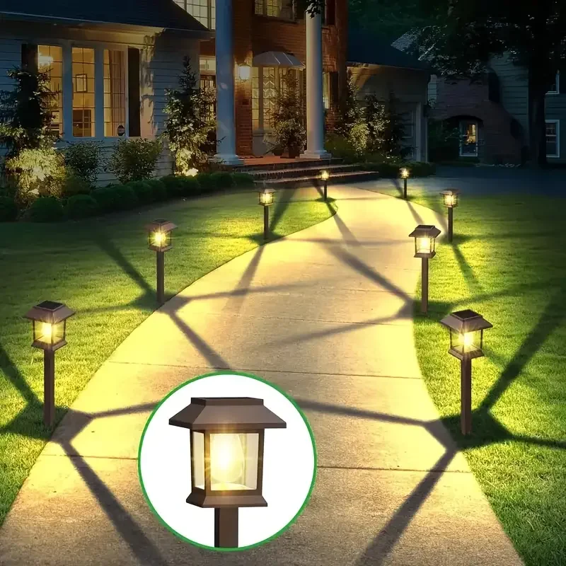 

Solar Pathway Lights Outdoor Garden Lawn Landscape Lighting with Tungsten Bulbs for Walkways Patios Gardens and Driveways