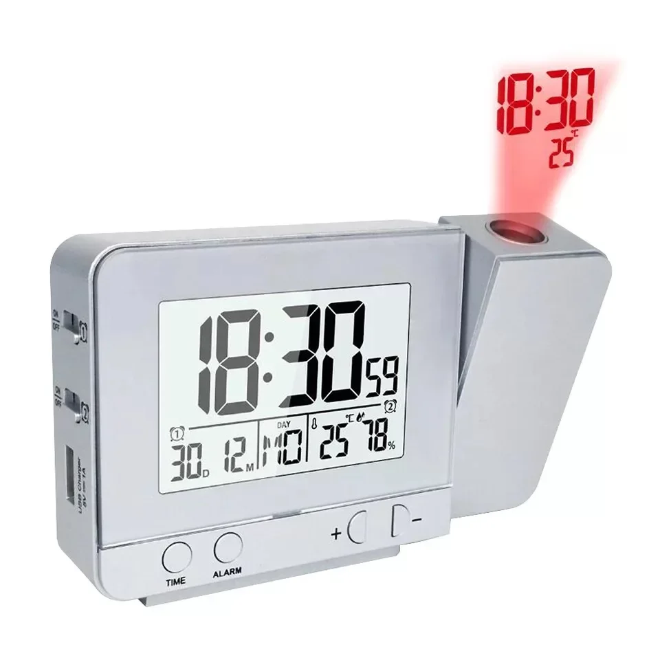 الإسقاط WIFI ساعة ذكية مزامنة الوقت التلقائي القياسية ساعة صامتة درجة الحرارة والرطوبة ساعات منبه #1