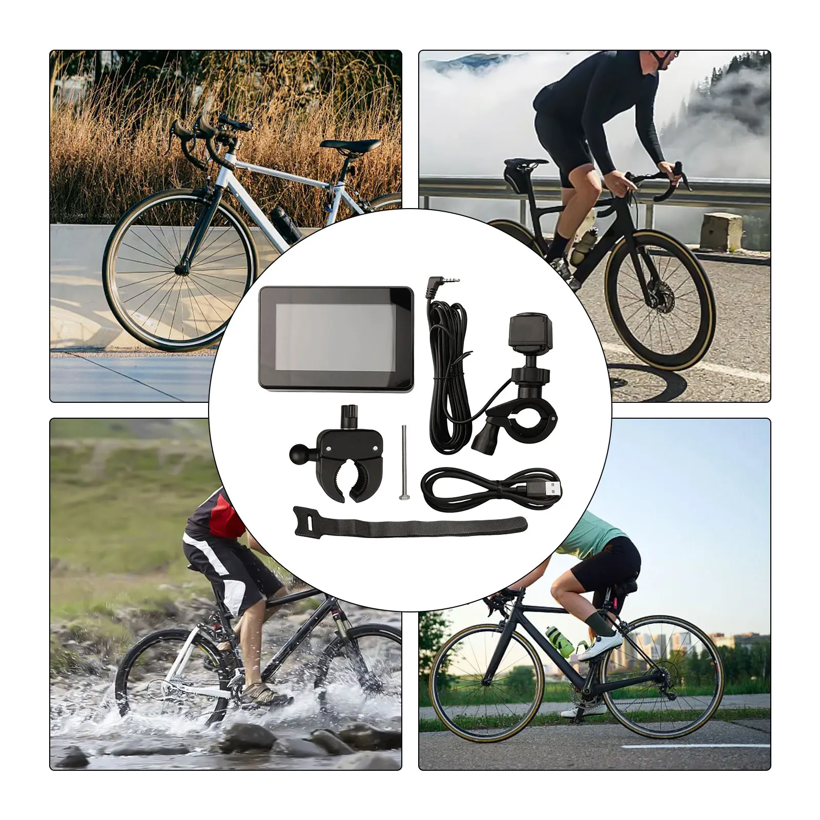 Cámara de bicicleta AHD de 1080P, pantalla con vista en vivo, 124x83x20mm, cámara de 1080P, Material ABS, conjunto de cámara y pantalla, seguridad en ciclismo