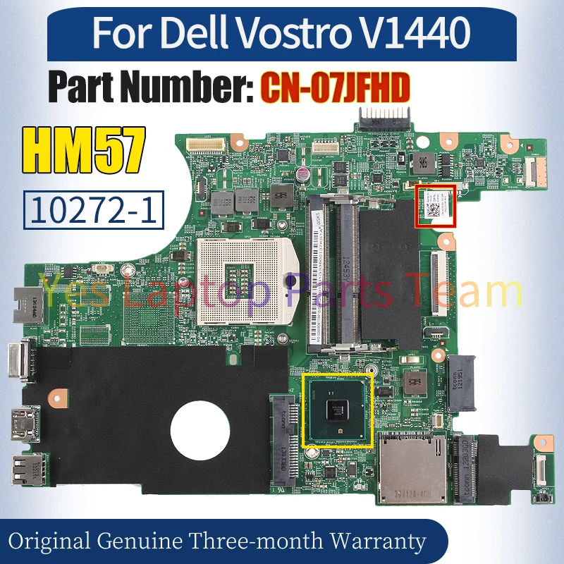 10272-1 For Dell Vostro 1440 V1440 Laptop Mainboard CN-07JFHD HM57 48.4IU03.011 Notebook Motherboard 100％ Tested