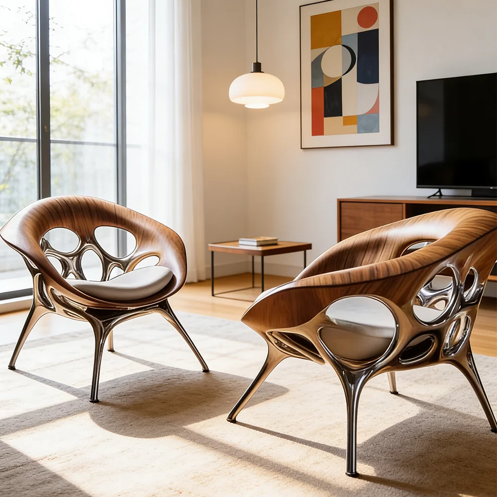 klModern Fiberglass Shell Armchair Unique Hollow Out Biomorphic Shape Comfortable Padded Vanity Chair Designer Hotel Furniture！