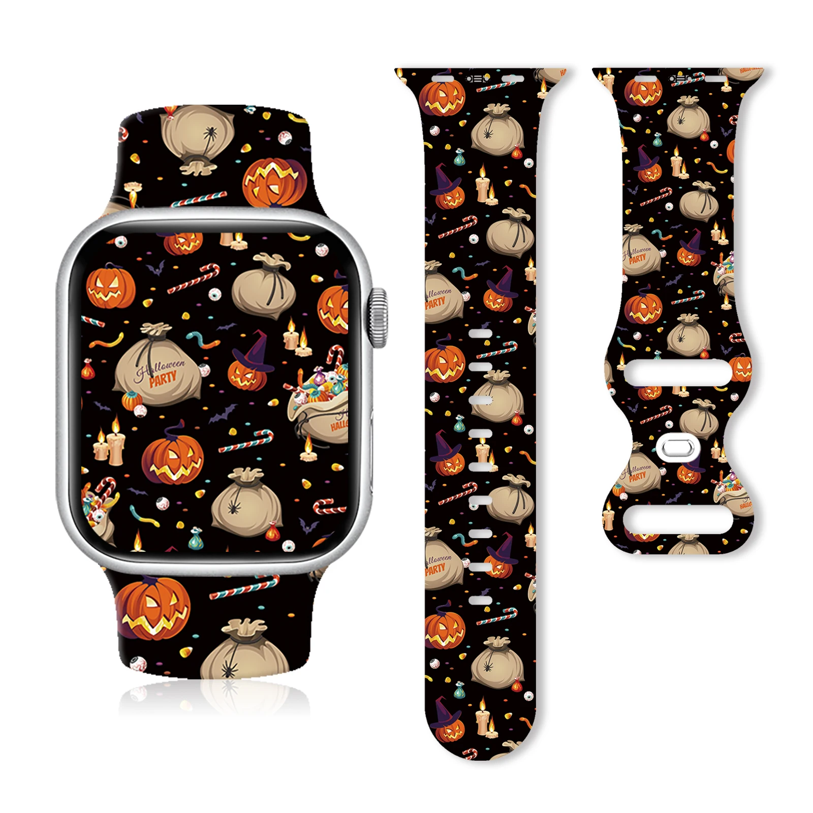 

New Halloween Series 02 Painting Strap for Apple Watch 10 9 8 7 Silicone Band Replaceable Bracelet for iWatch 46mm 42mm Watchban