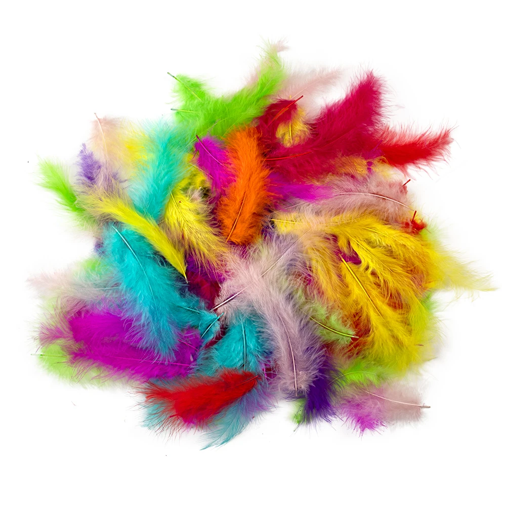 50pcs Colorful Turkey Marabou Feathers 10-15CM Fluffy Feathers for Crafts Wedding Party Clothing Accessories Jewelry Decoration