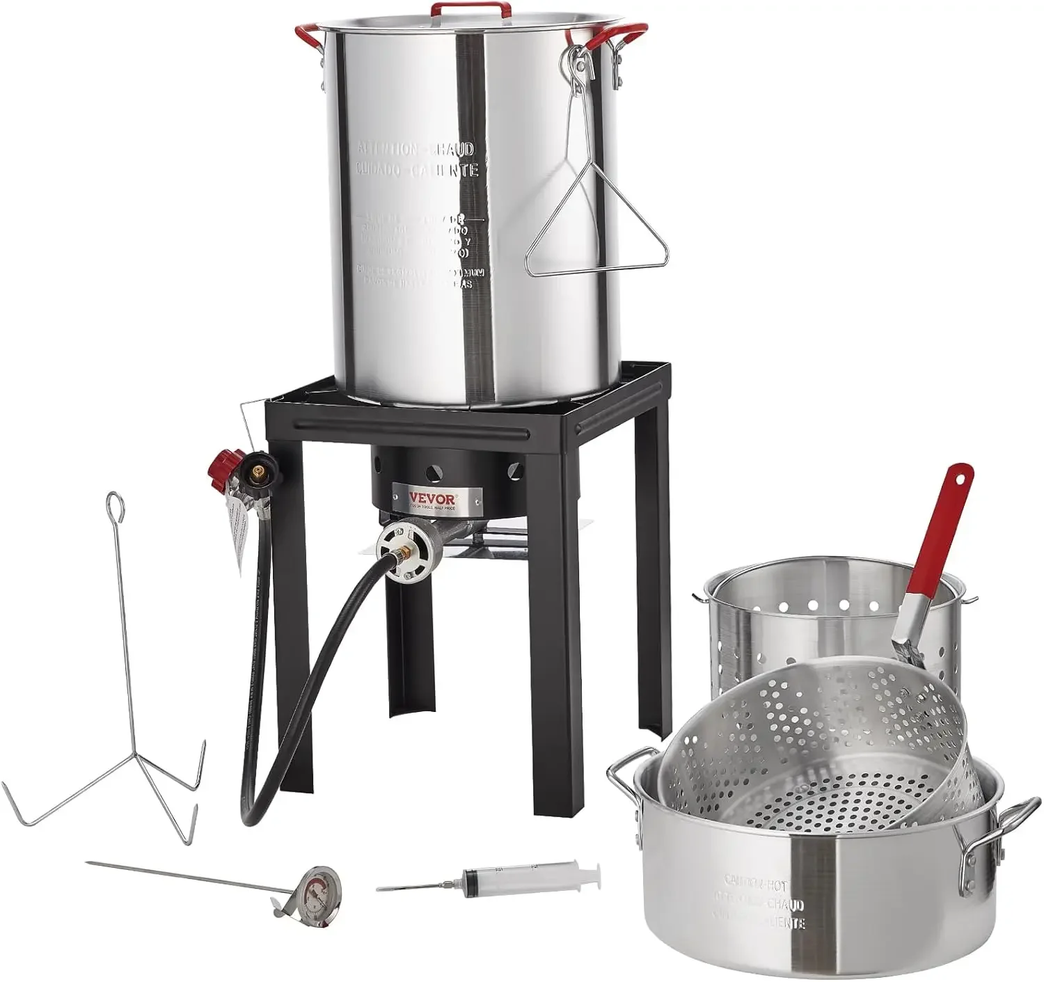 Turkey Deep Fryer, 30-qt Turkey & 10-qt Outdoor Aluminum Seafood Boiling Kit, Fish Steamer Cooker Set, 54,000 BTU Burner Propane