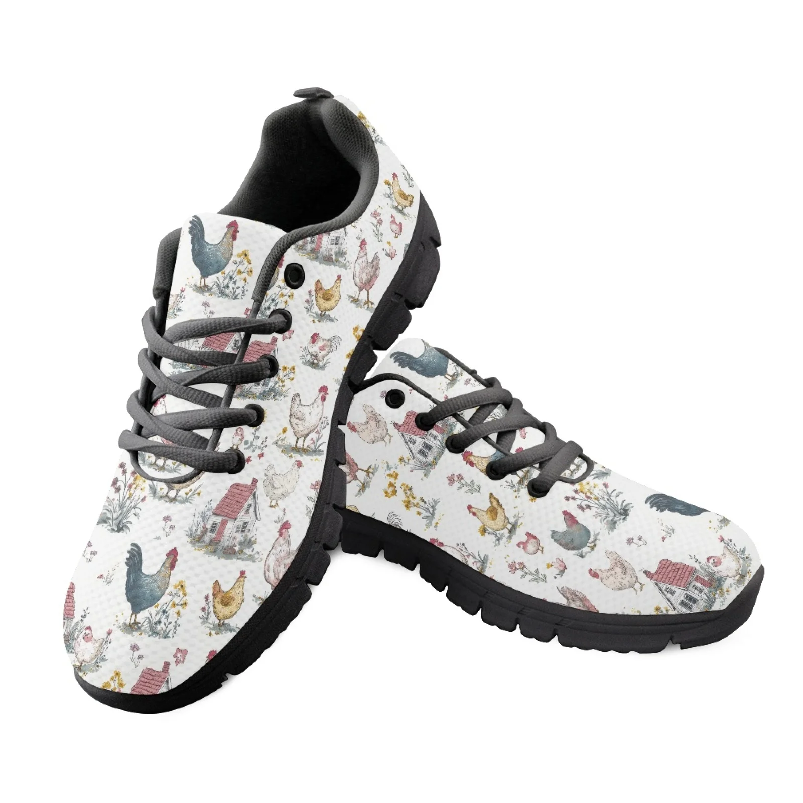 

Lightweight Women Flats Sport Casual Running Jogging Shoes Cock Print Summer Mesh Woman Sneakers Breathable Ladies Footwear