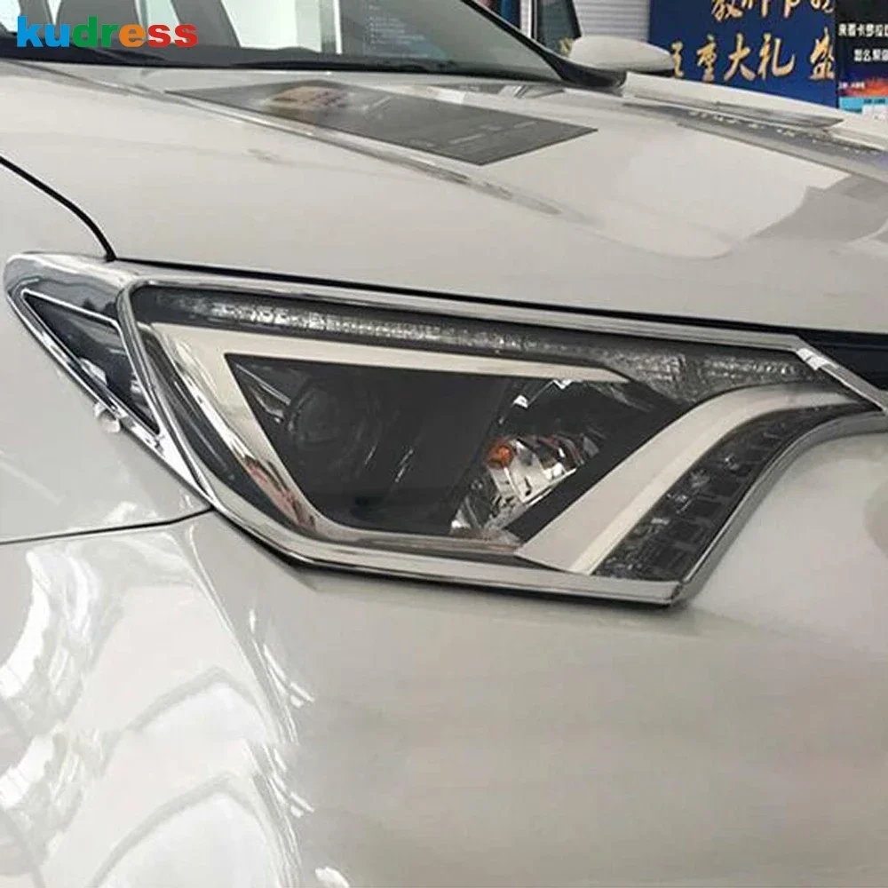 Accessories For Toyota RAV4 RAV 4 2016 2017 2018 Chrome Car Front Head Light Lamp Cover Trim Headlight Headlamp Frame Trims