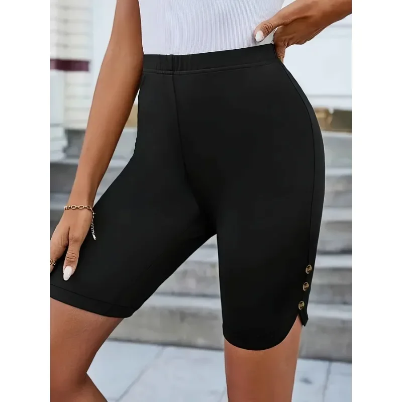 Plus Größe 1XL-5XL Sommer Frauen Yoga Shorts Hohe Taille Knielangen Dehnbare Casual Shorts Damen Yoga Leichte Bequeme Shorts