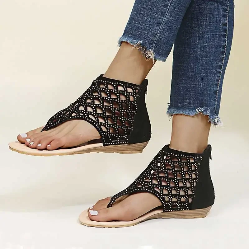 Kobiety drążą płaskie buty Casual Ladies Cover Heel Zip sandały klapki klapki damskie 2021 letnie buty na plażę Plus rozmiar 43