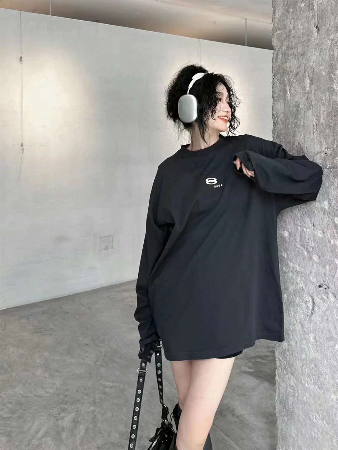 

Свободная футболка Long Sve Paris 24SS с двойным кольцом и вышивкой Waed Hole Faion Brand ex Пара Повседневная городская футболка
