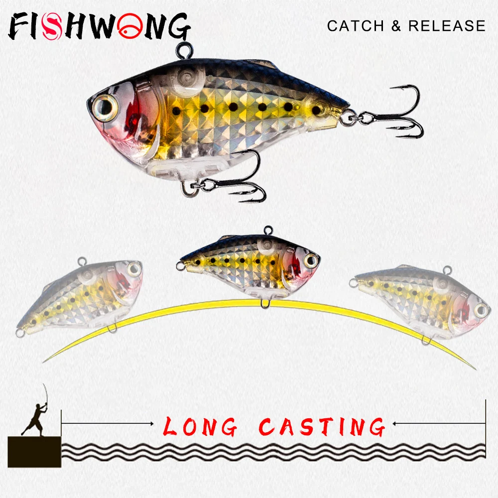FISHWONG 2 قطعة غرق VIB الصيد إغراء 6 سنتيمتر 15.3 جرام الاصطناعي الطعم الثابت LipLess كرانكبيت الاهتزاز إغراء للصيد