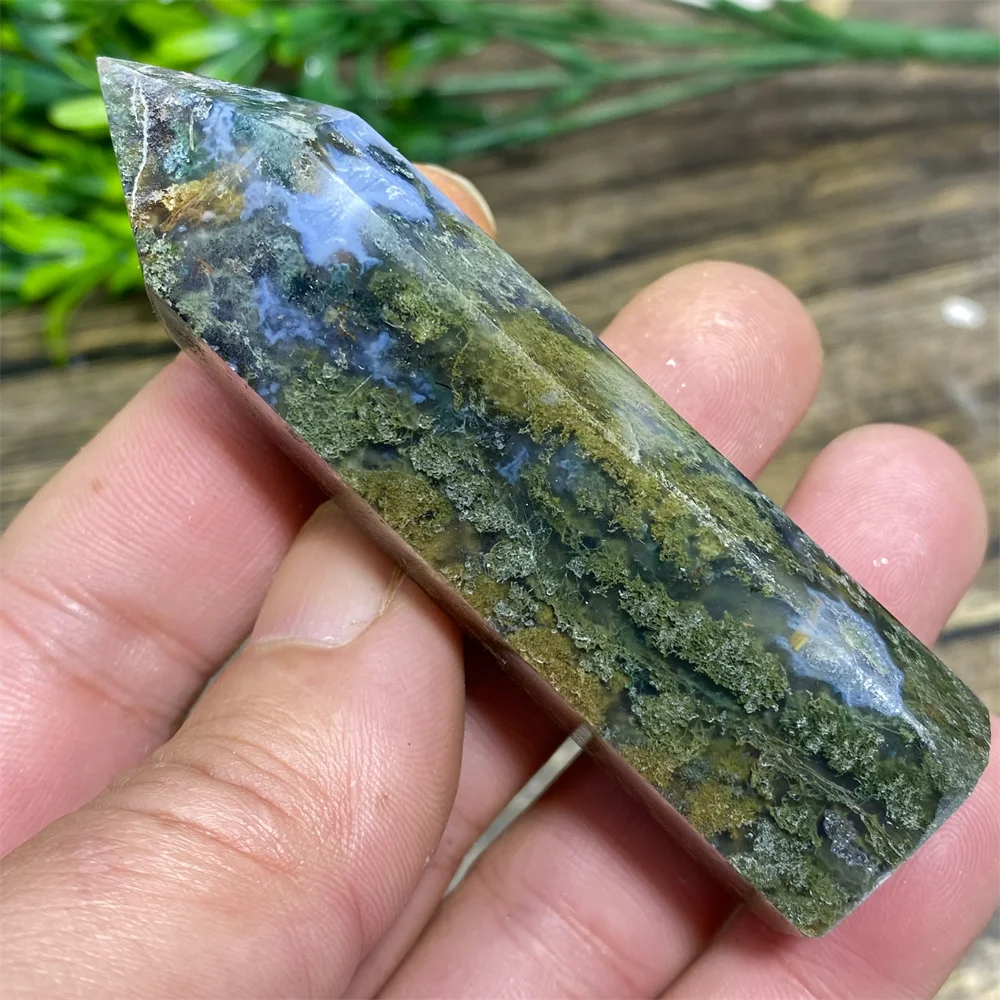 

Green Moss Agate Druzy Natural Tower Stone And Crystals Healing Gemstones Geode Point Wand W