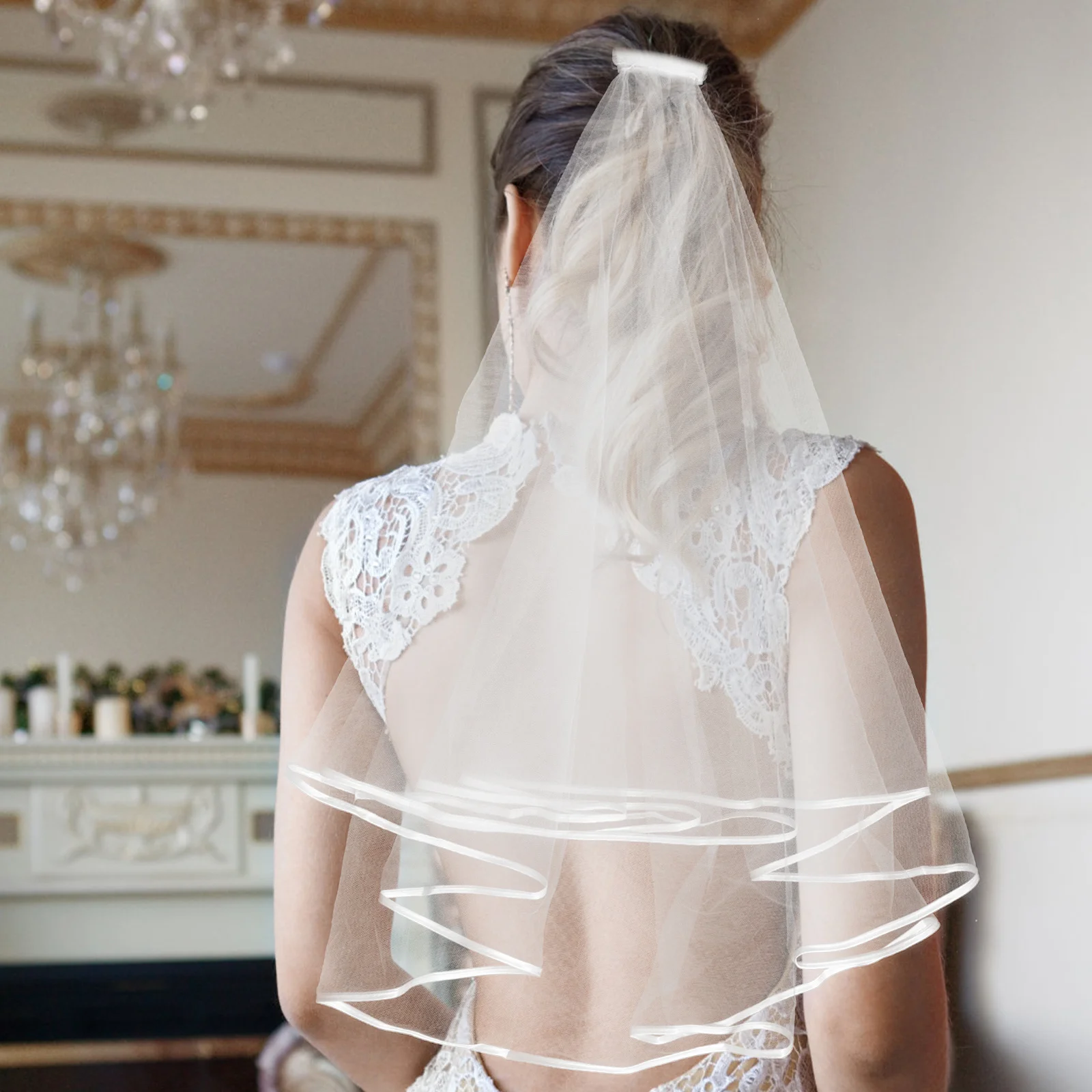 

Bridal Veil Bachelorette Party Headwear Soft Tulle Hand Sewn Elegant Wedding Accessory Face Flattering Design White Bride