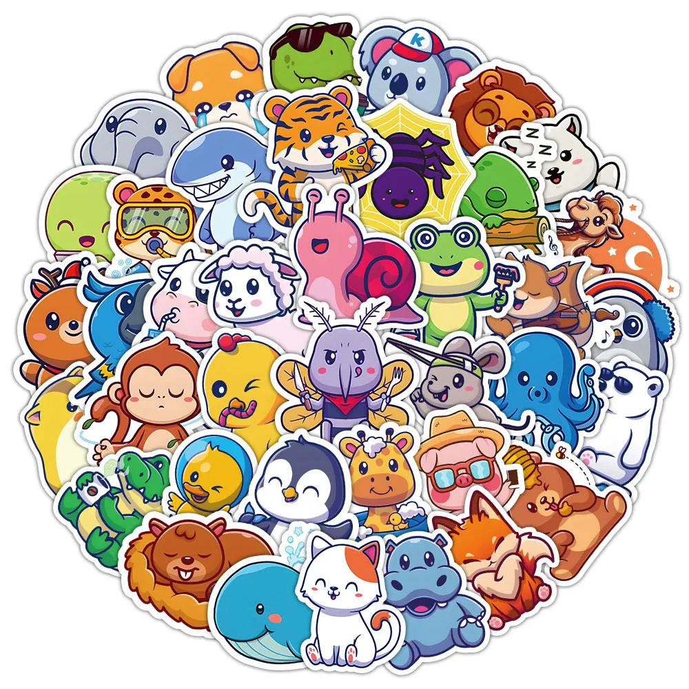 

Cartoon Animal Graffiti Stickers (50 Designs) | Removable Wall Art for Kids' Room Decor & DIY Storytelling( Anime Worlds Store)