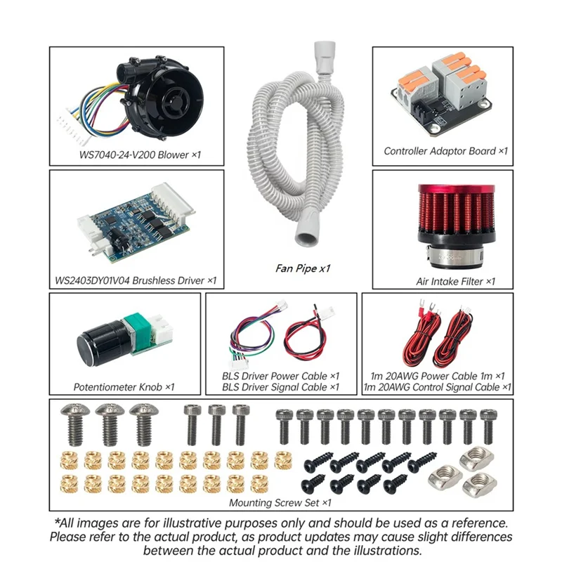 EAS-24V منفاخ الهواء بالطرد المركزي بدون فرش WS7040-24-V200 BLDC مروحة نفخ 6.5Kpa للطابعة Vzbot Hevort ثلاثية الأبعاد