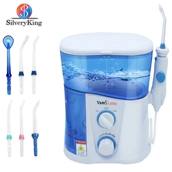 Irrigador oral elétrico do agregado familiar jato de água dental 1000ml grande fio água do tanque de água para os dentes branqueamento cuidados com os dentes clareador dental 7 bocais