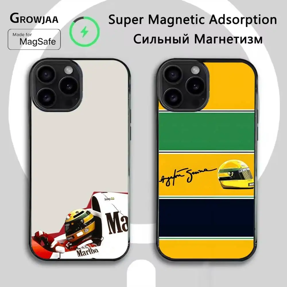 

F1 A-Ayrton Tacing Driver Senna Phone Case For iPhone 16e,16,15,14,13,12,11,Plus,Pro,Max,Mini Magsafe Magnetic Wireless Charging