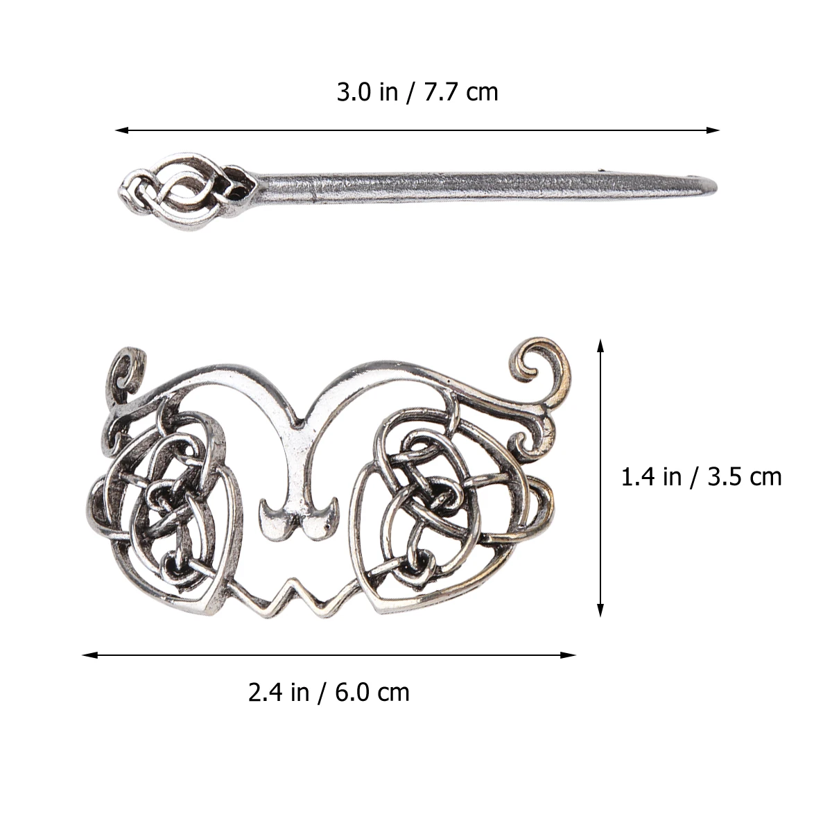 

2pcs Vintage Metal Clips Creative Stick For Women Viking Style Hair Clamps Silver Durable Elegant Headdress Party Cosplay