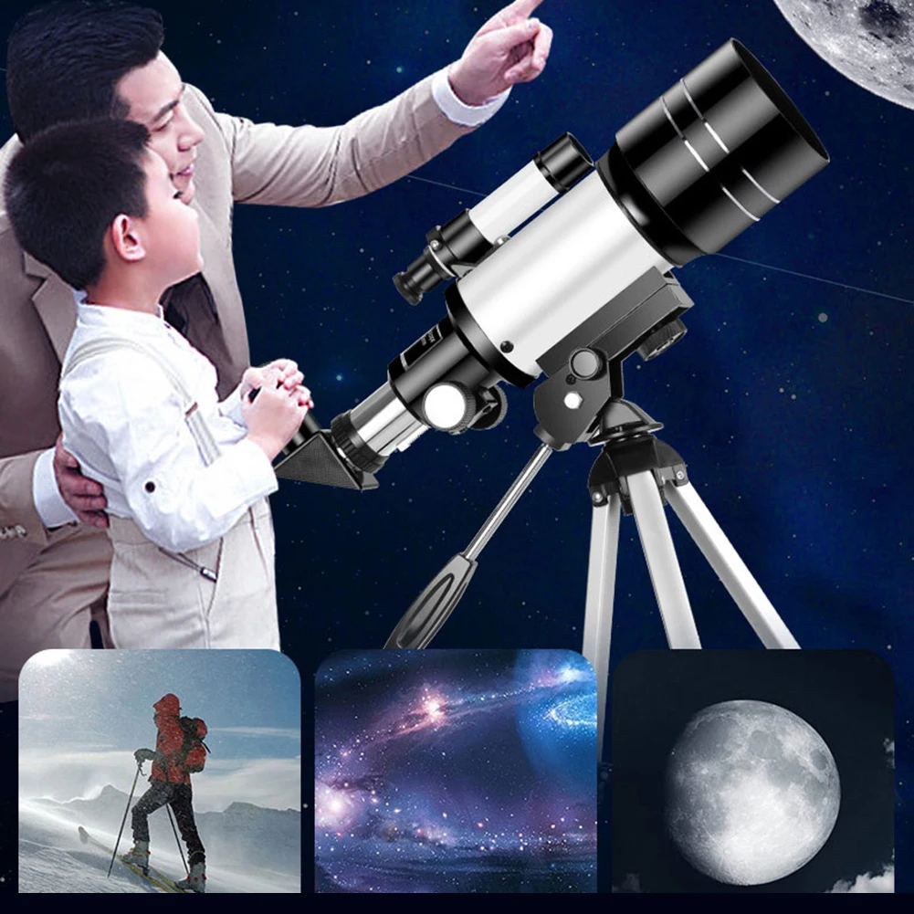 Travel Telescope 300mm Portable Telescope 70mm Aperture Refractor Astronomical Refractor Telescopes for Astronomy Beginners