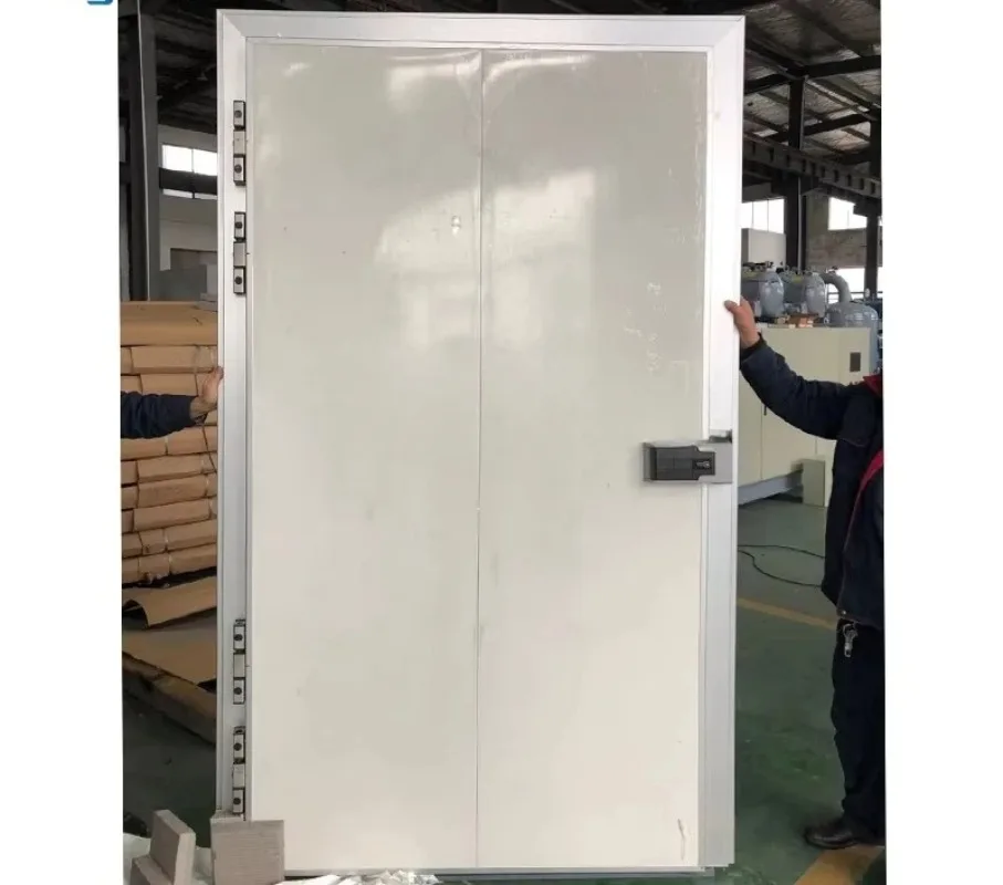 Refrigerator hinged door with freezer polyurethane panel