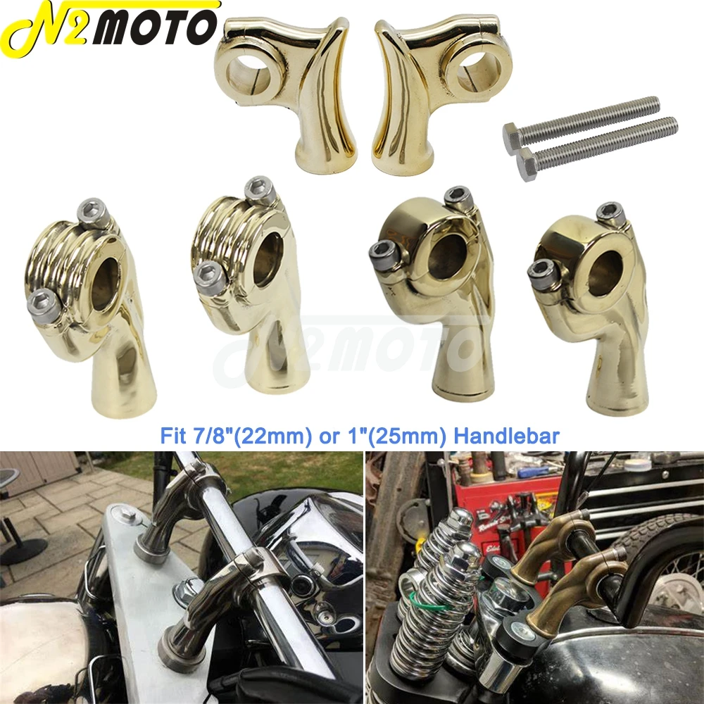 

Brass 1" or 7/8" 22/25mm Smooth Handlebar Riser Custom Retro Bar Mount Clamp For Harley XL Cafe Racer Bobber Chopper Old School