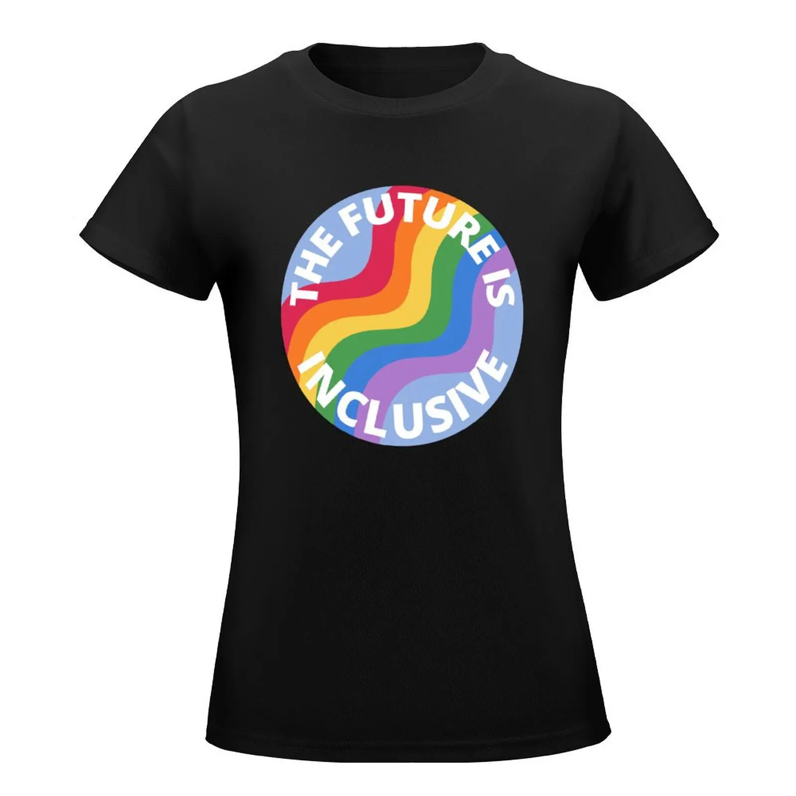 The Future Is Inclusive Pride Rainbow Blue T-Shirt sports fans tees Women tops