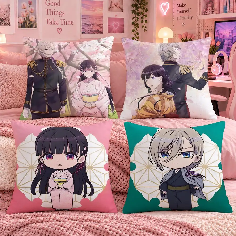 Anime Japanese Manga M-My Happy Marriage Cushion Cover Double Sided Print Short Plush Pillow Sofa Bedroom Dorm Room Decor Gift