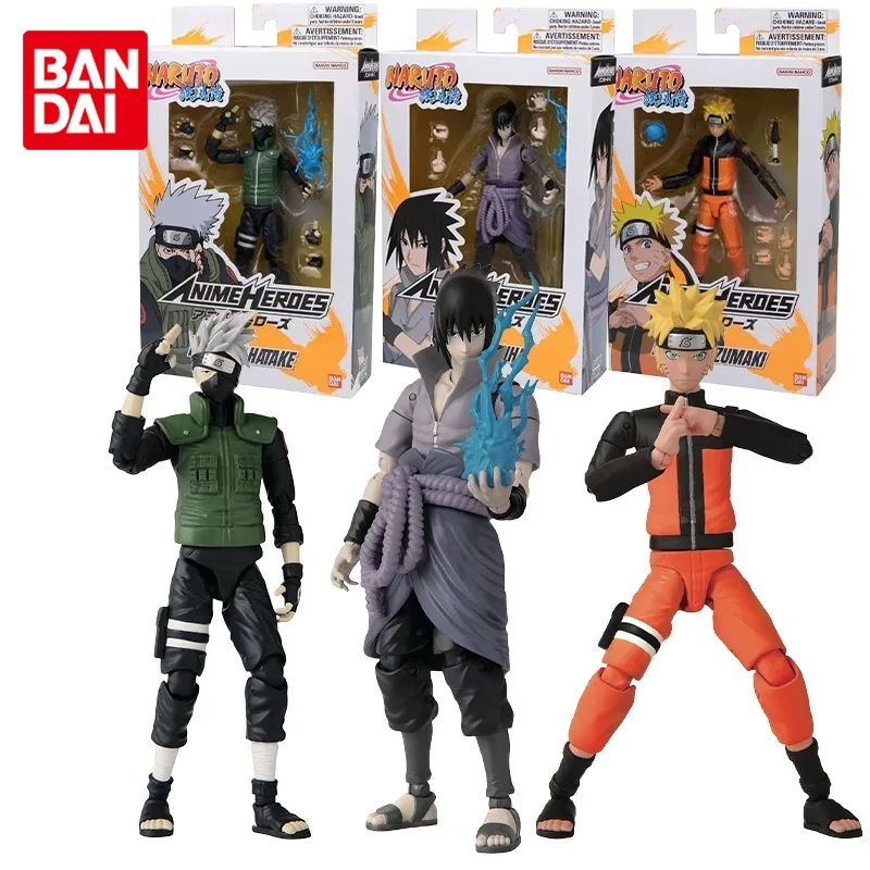 Bandai Original NARUTO Anime Model Uzumaki Naruto Uchiha Sasuke Hatake Kakashi Joints Movable Action Figure Toys Gifts for Kids