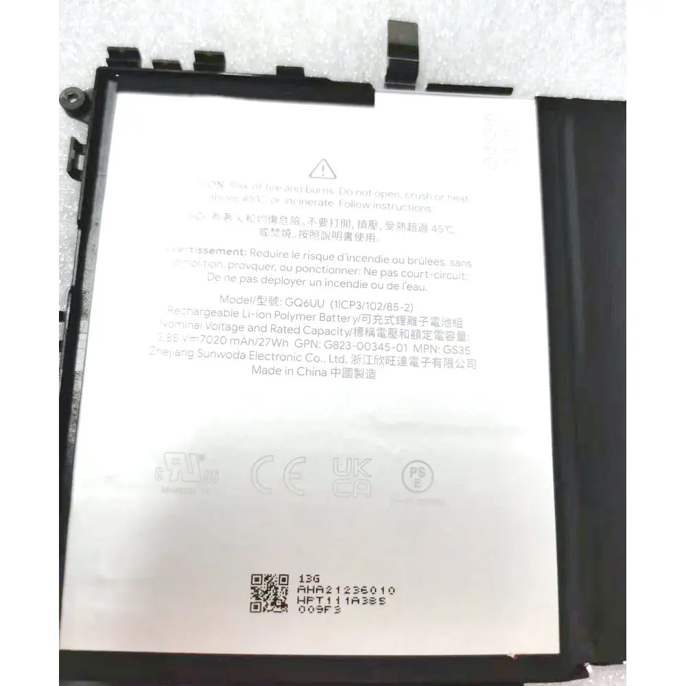 3.85V 7020mAh GQ6UU Battery For Google Pixel Mobile Phone 1ICP3/102/85-2 GPN:G823-00345-01 MPN:GS35